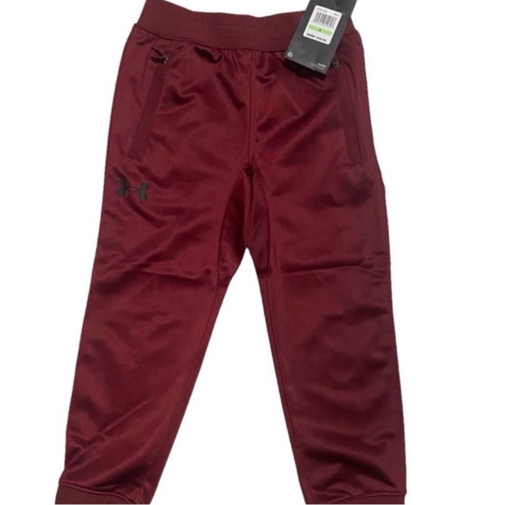 Under Armour Boys Fleece Jogger Pants Burgundy Size 4 NEW WITH TAG